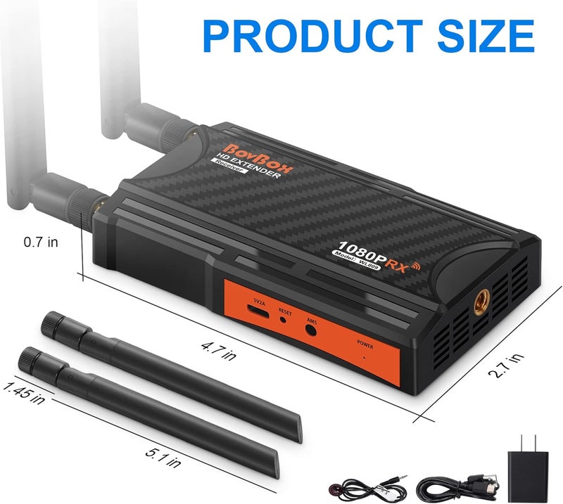 BovBox Wireless HDMI Receiver(RX Only), 1080P HD Wireless HDMI Extender Receiver Support Up to 1 TX to 4 RX Connections Form Laptop Computer PS4/5 to HDTV Projector DSLR - Image 4